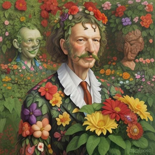 Anthropomorphic Flowers in a Dreamlike Garden