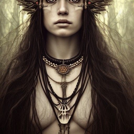 Tribal Priestess Portrait in Photorealistic Style