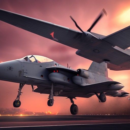 Military Aircraft Landing: Detailed Matte Painting
