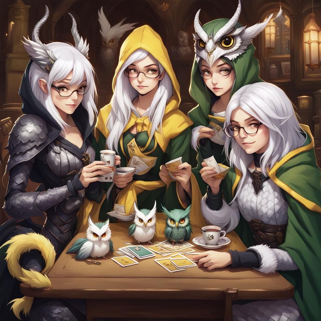 Fantasy Girls' Card Game: Dragon, Harpy, and Student