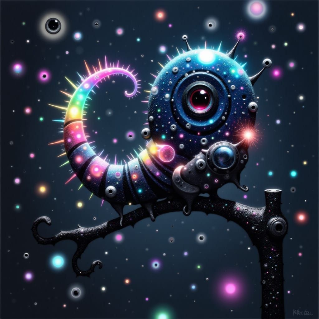 Robotic Inchworm with Rainbow Exoskeleton on Lamppost