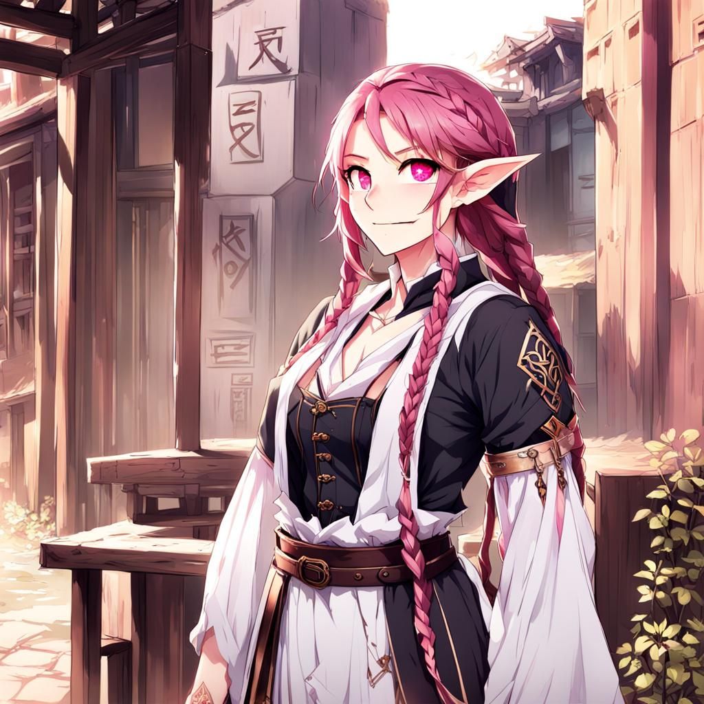 Anime Style Portrait of a Curvy Elf Bard