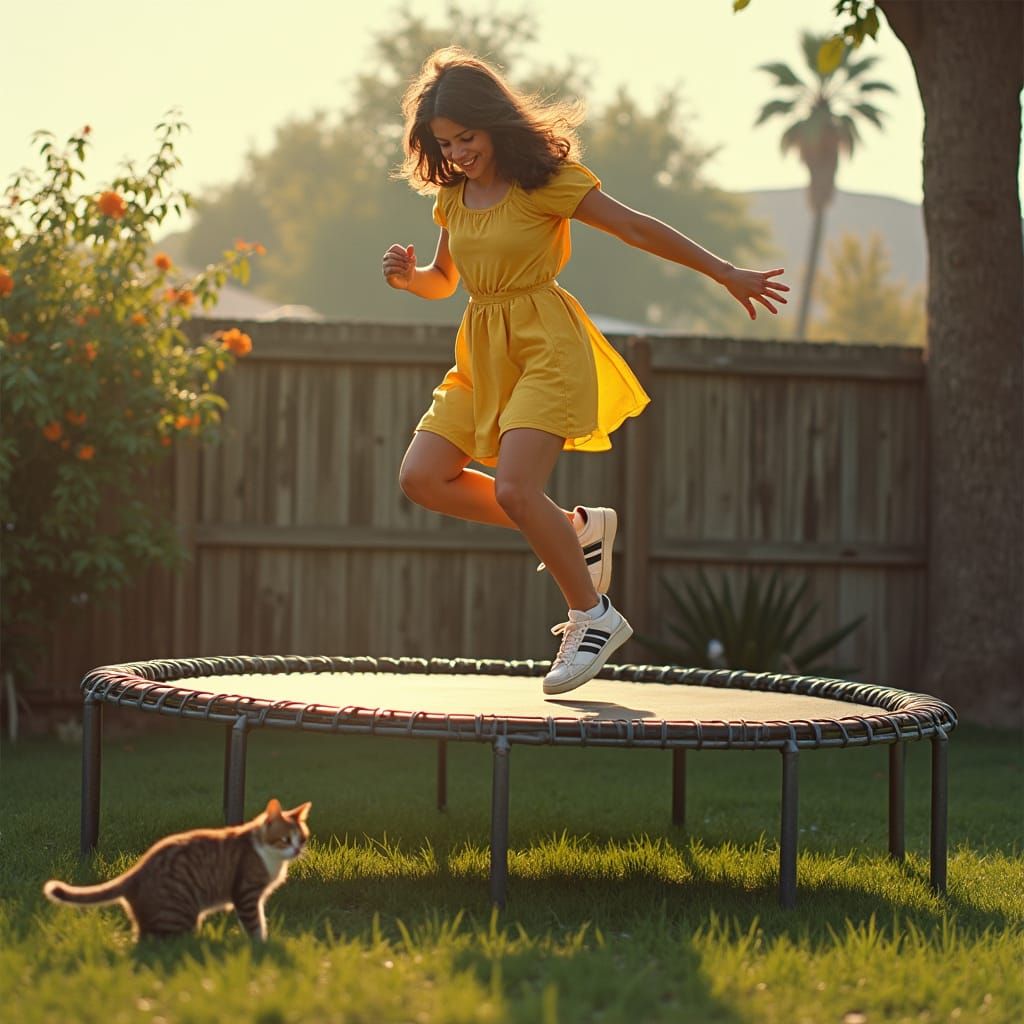 Sunny Valley Girl Springs into Action on Trampoline
