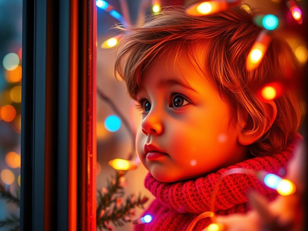 Dreamy Winter Wonderland Scene with Vibrant Lights and Festi...