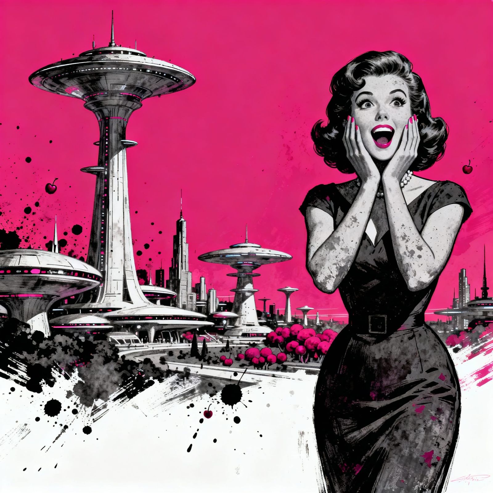 1950s Beauty in Surprise Before Futuristic City, Speedpaint ...