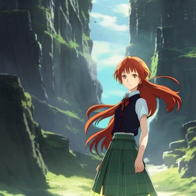 Anime Portrait: Confident Scottish Woman in Ghibli Style