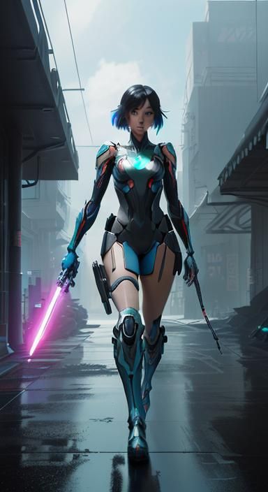 Anime Girl Nintendo Switch in Cyberpunk Style