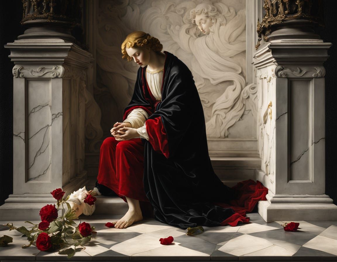 Baroque Angel in Contemplative Prayer