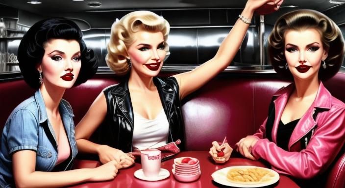 Vintage Rock 'n' Roll Icons in Leather and Pink