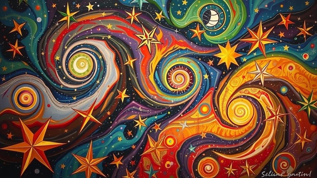 Black Cylinder in Fantastical Plasma Vortex, Oil Paint Style