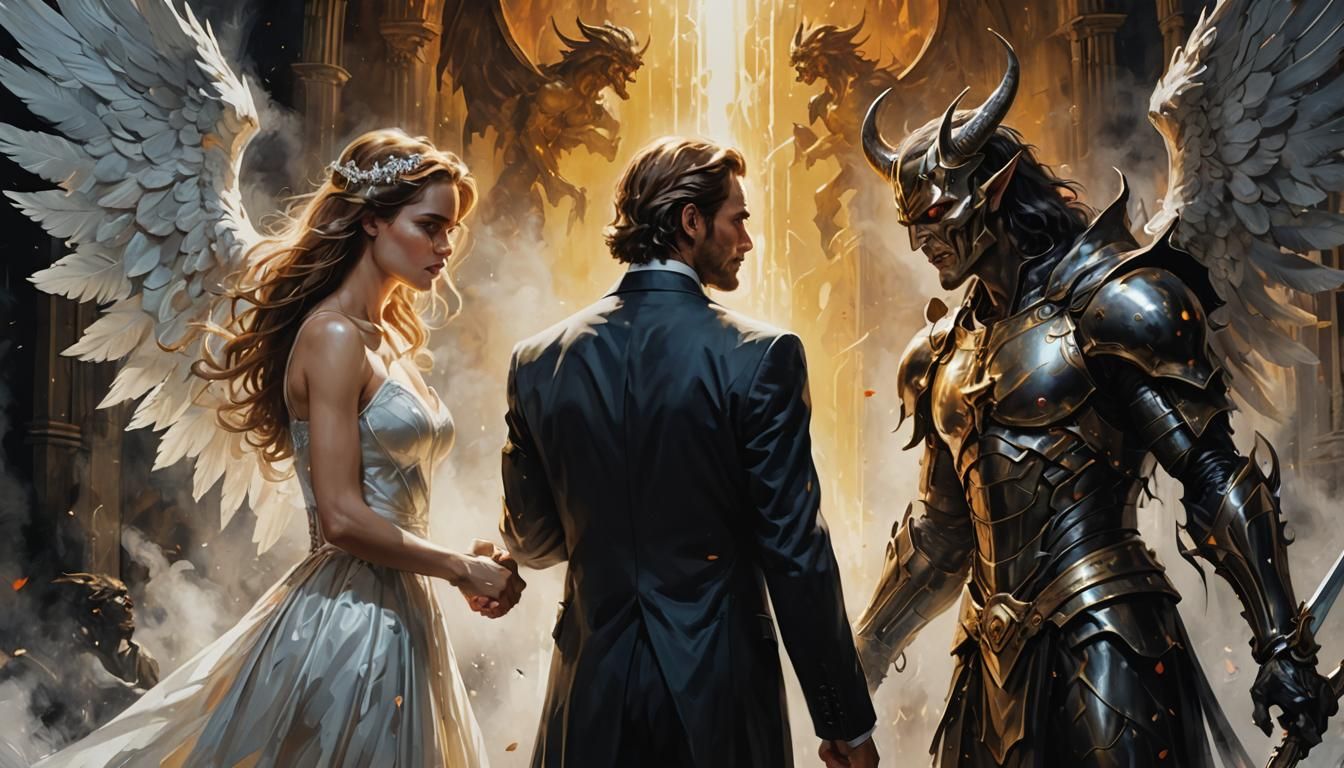 Angel and Demon: A Watercolor Face-Off