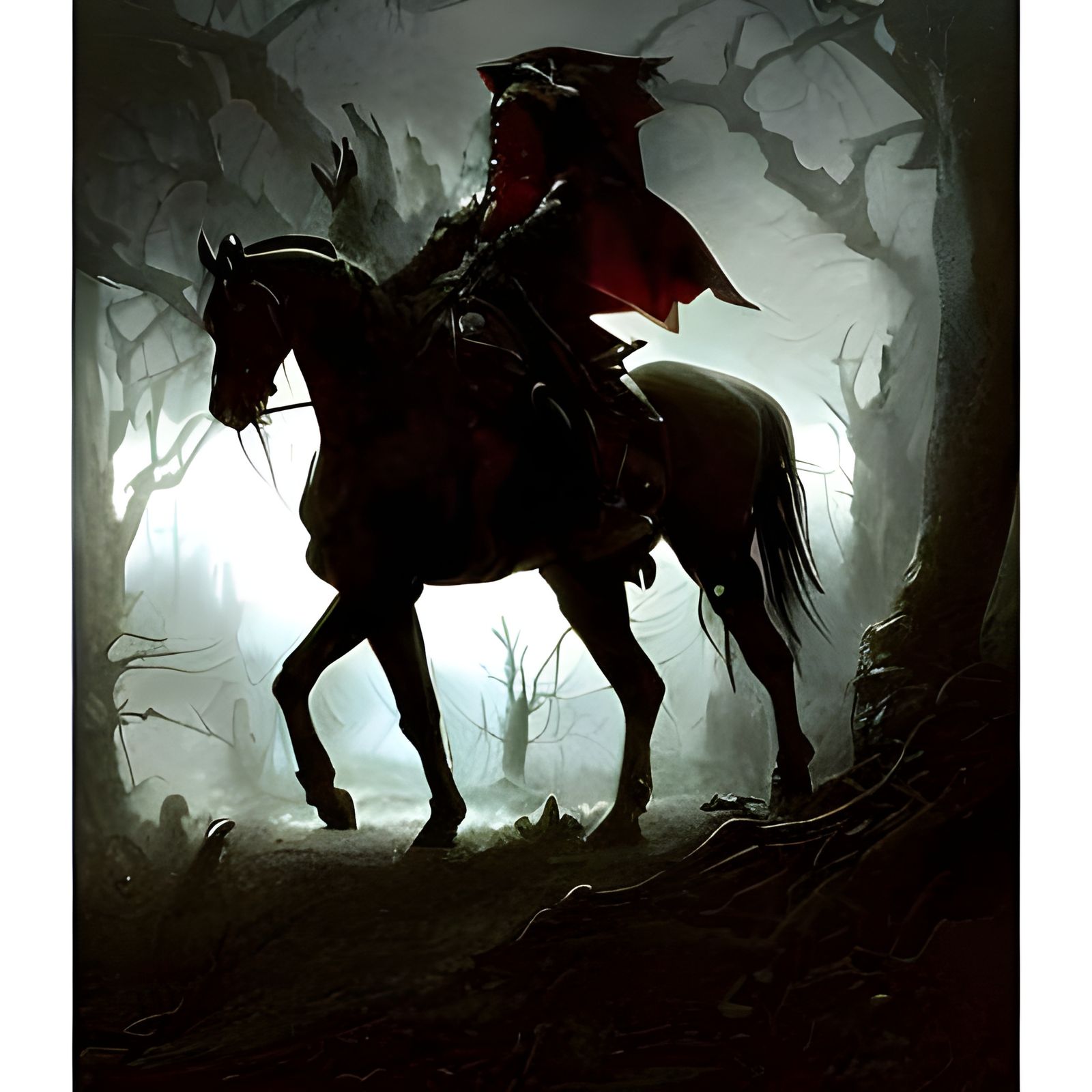 Sinister Headless Horseman as Oil Painting