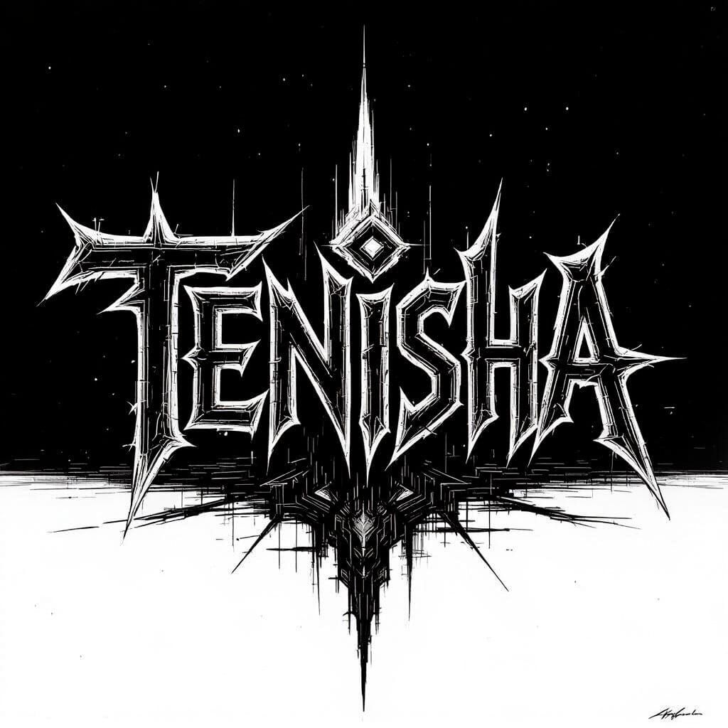 Tenisha Sketched in Angular Cybersigilism Font
