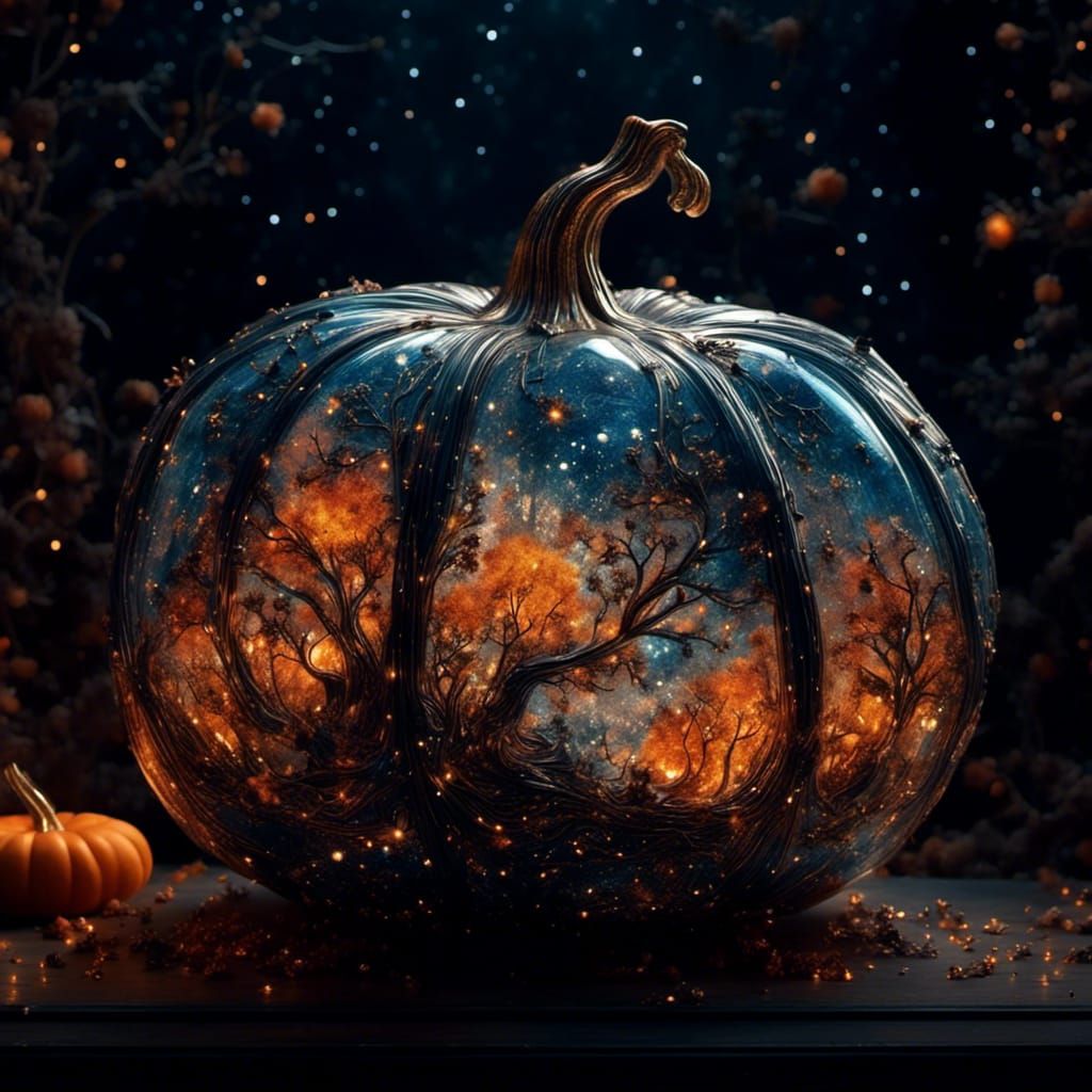 Intricate Glass Pumpkin Filled with Constellations