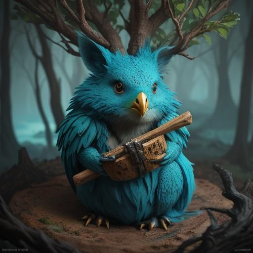 Android Bird Feeds Kangaroo Pups: Fantasy Concept Art