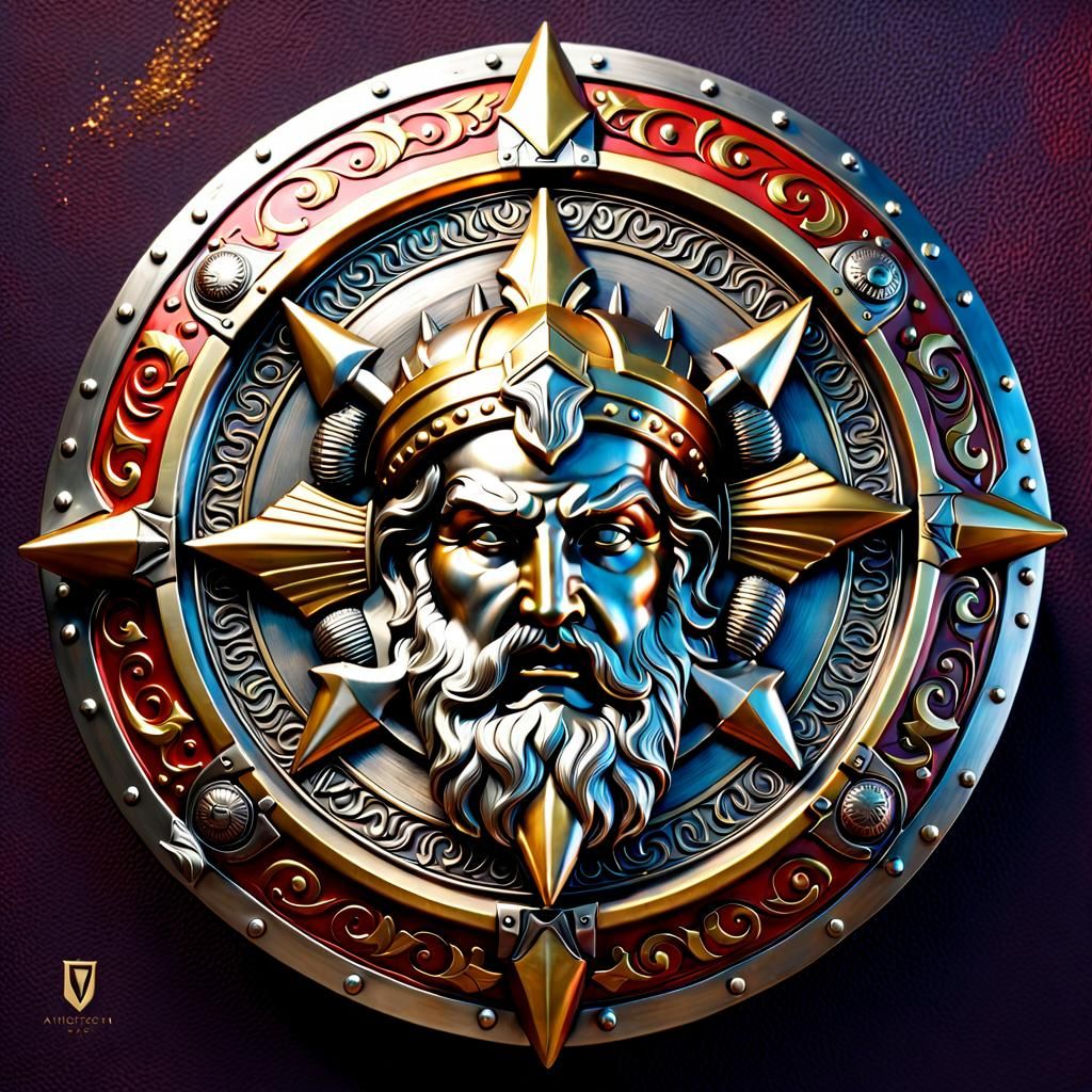 Hyperrealistic Godly Shield of Zeus Concept Art