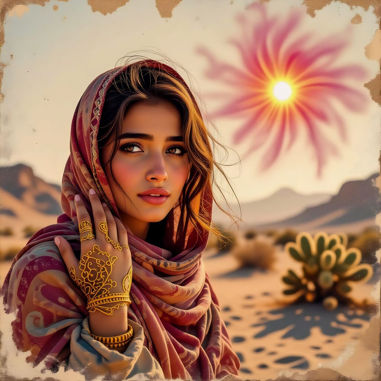 Hopeful Kashmiri Woman in Ethereal Desert Light