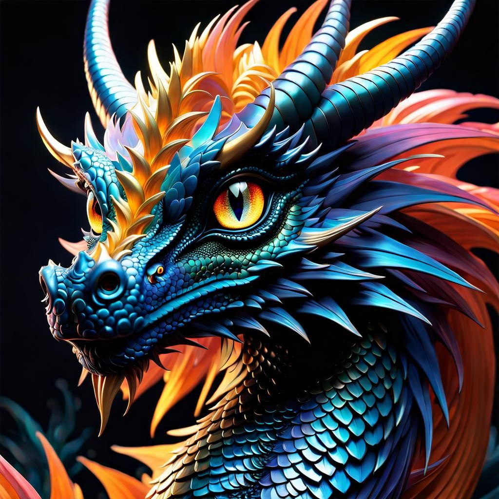 Cosmic Dragon Portrait in Anime Style