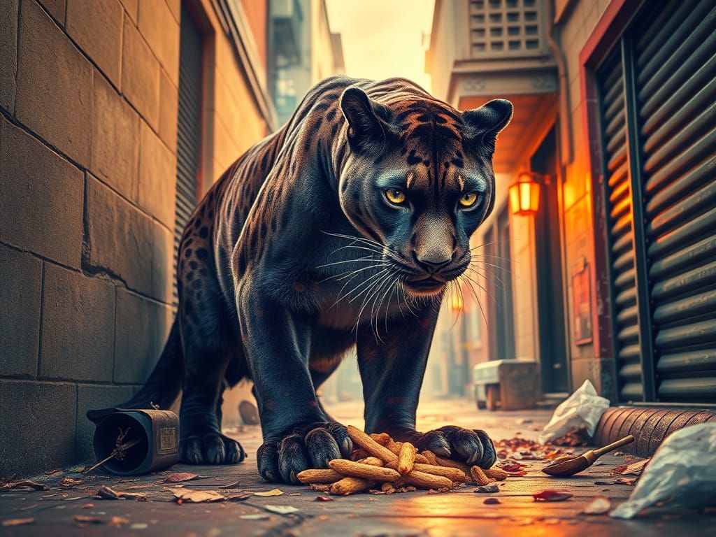 Urban Jungle Panther in Double Exposure Art