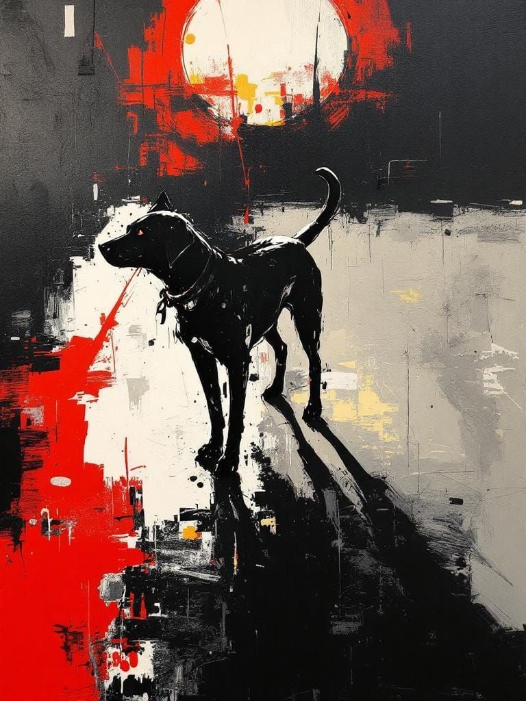 Dog in Sunlight as Abstract Expressionist Painting