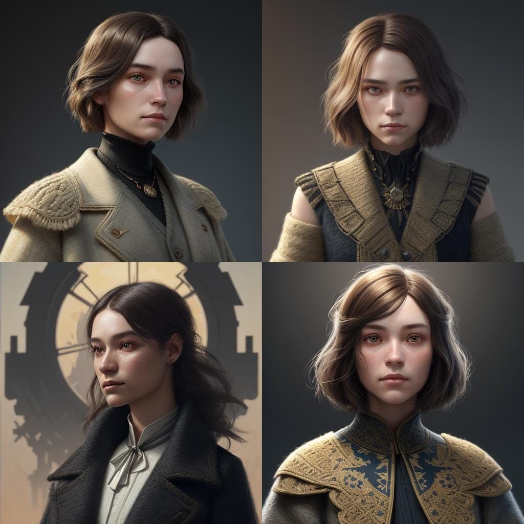 1920s Girl Portrait in Art Nouveau Style