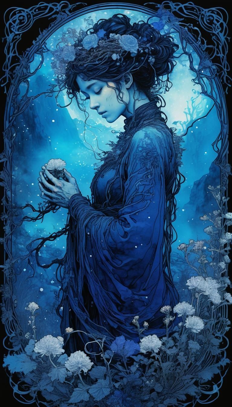 Art Nouveau Mists in Cobalt and Indigo