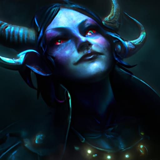 Tiefling Warlock Portrait in High Fantasy Realism