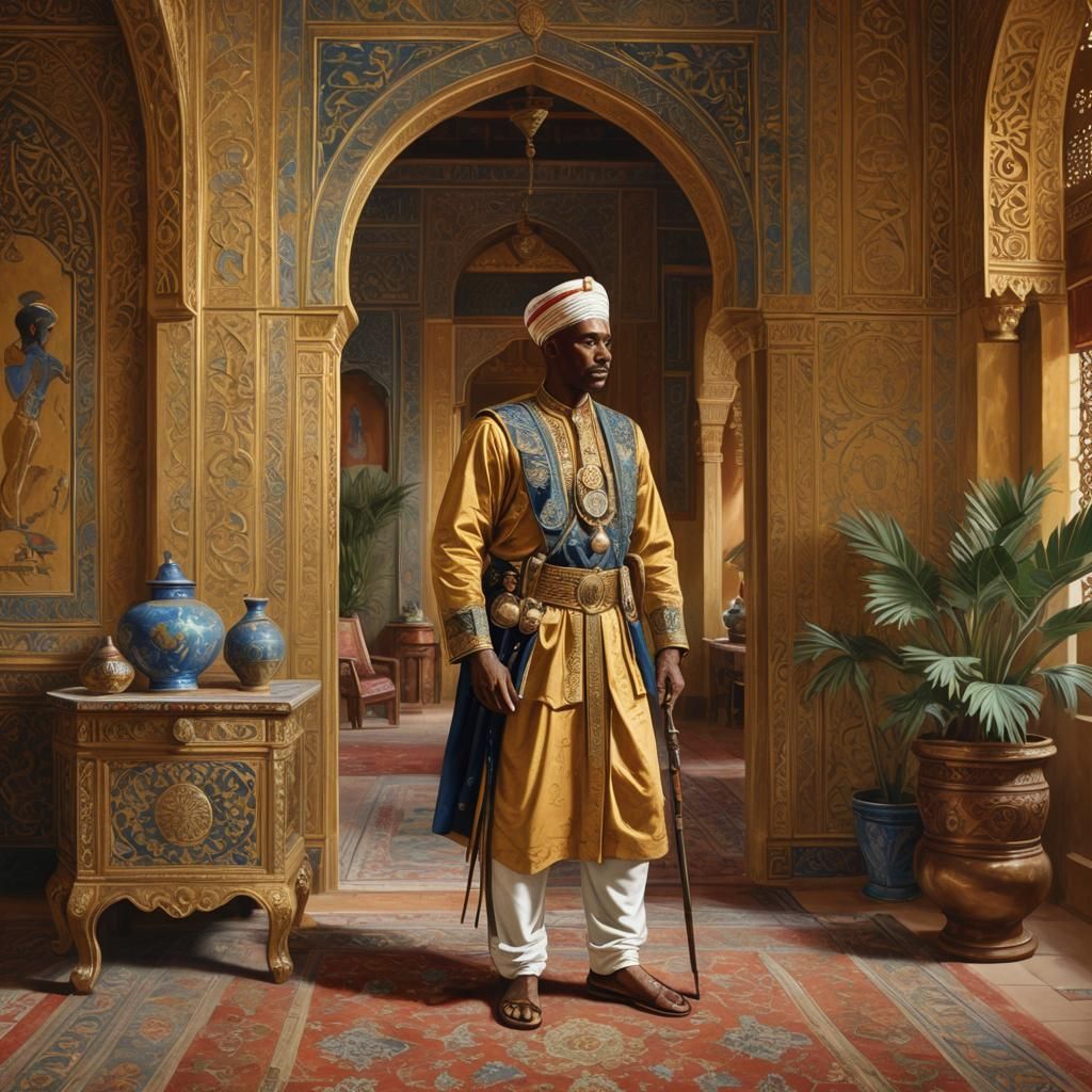 Nubian Palace Guard in Orientalist Style