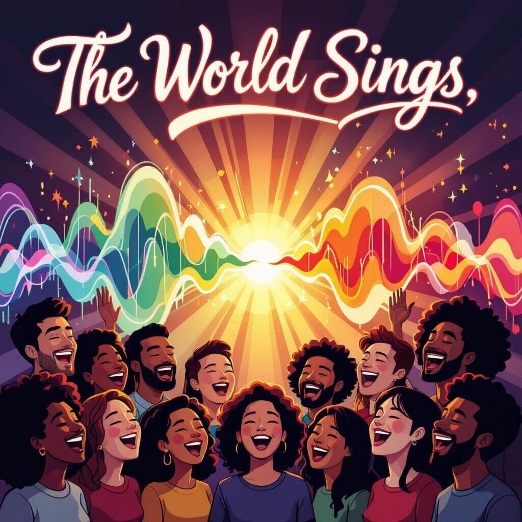 The World Sings: Joyful Chorus of Diverse Faces Poster
