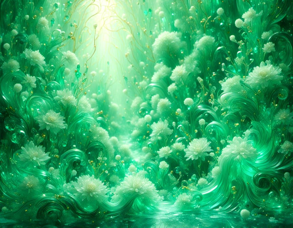 Emerald Jungle in Stained Glass Style