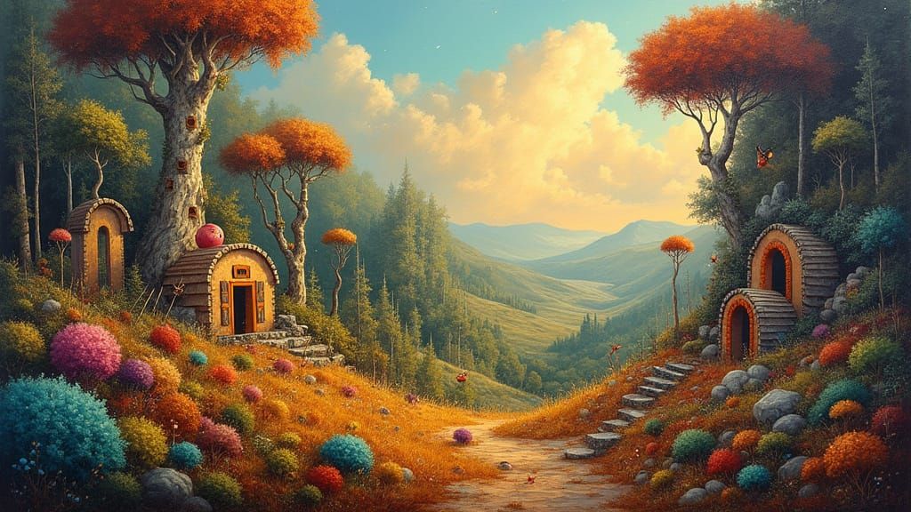 Surreal Landscape Oil Painting with Rich Textures and Light