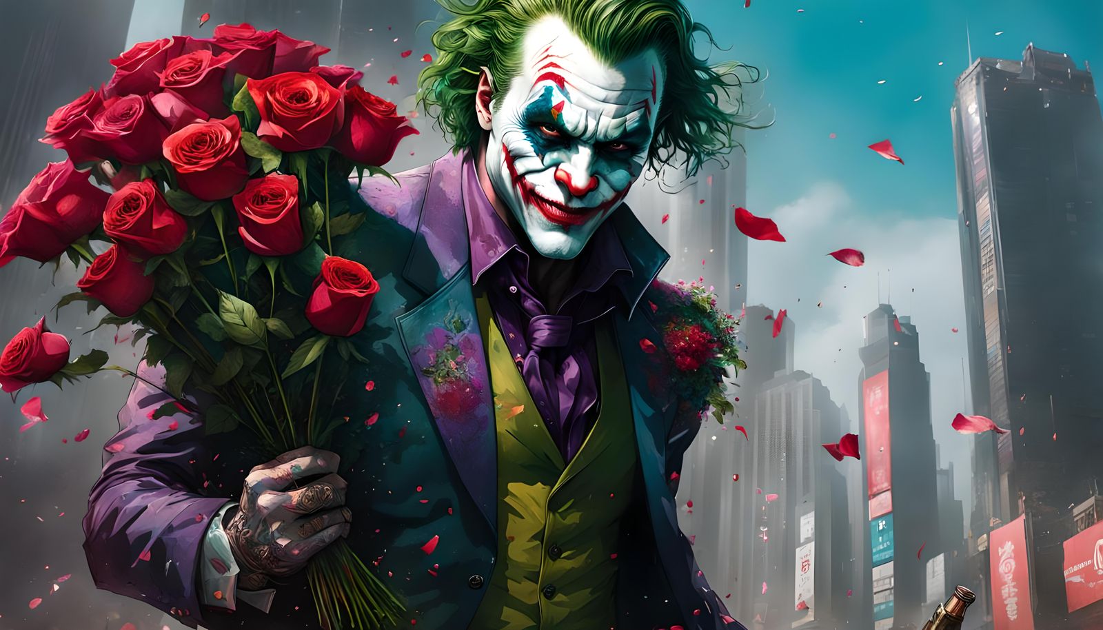 Muscular Joker Portrait in Detailed Digital Art