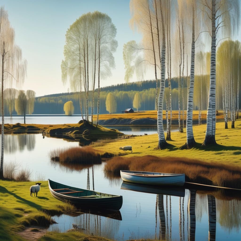 Swedish Farm on Spring Morning, Inspired by Klee