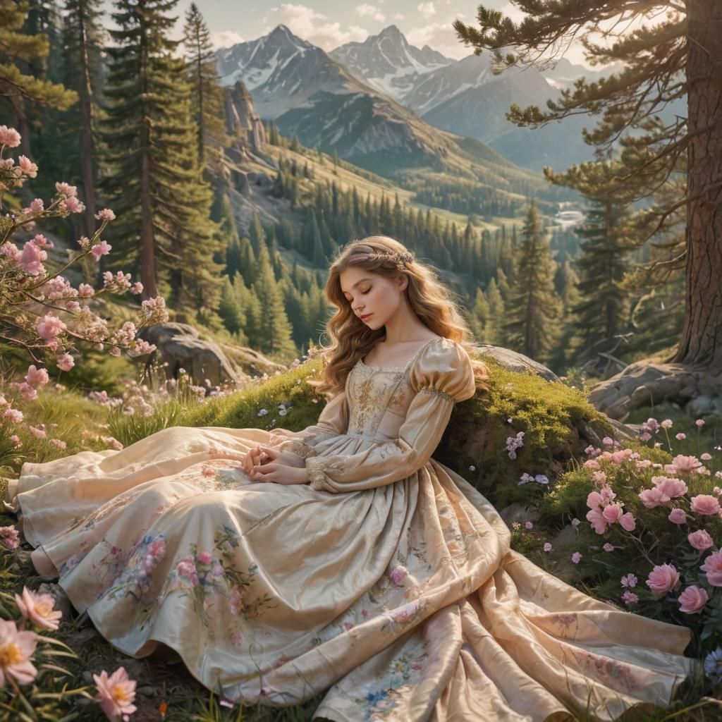 Whimsical Fantasy Princess in a Breathtaking Valley