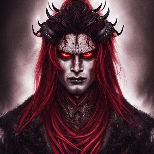 Demon King Portrait in Hyperdetailed Dark Fantasy Style