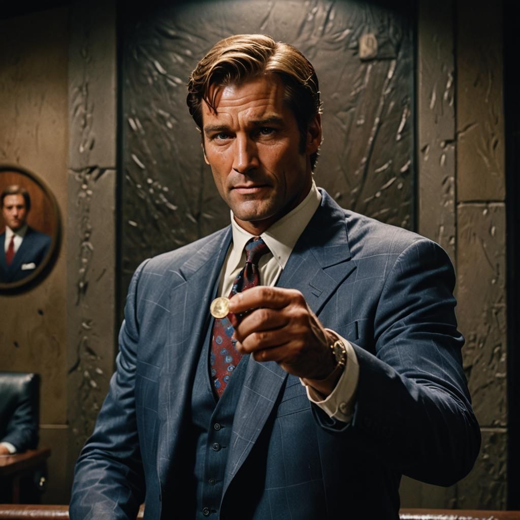 Cinematic Portrait of Harvey Dent Coin Flip