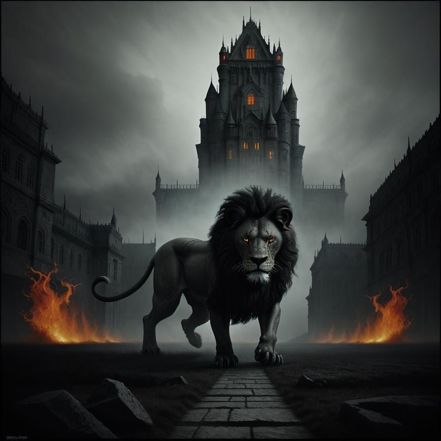 Demonic Lion Unleashes a Fearsome Roar