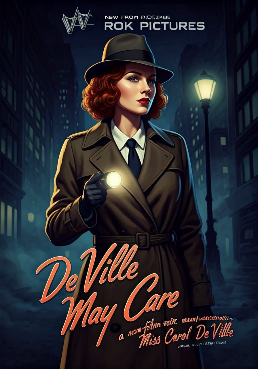 Film Noir Style Woman Investigator in Dark City
