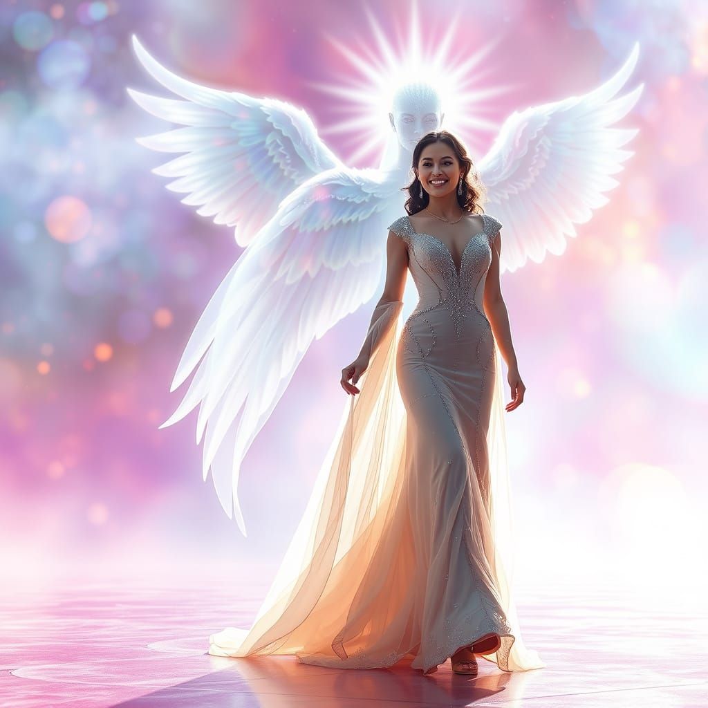 Ethereal Woman and Celestial Being in Dreamscape