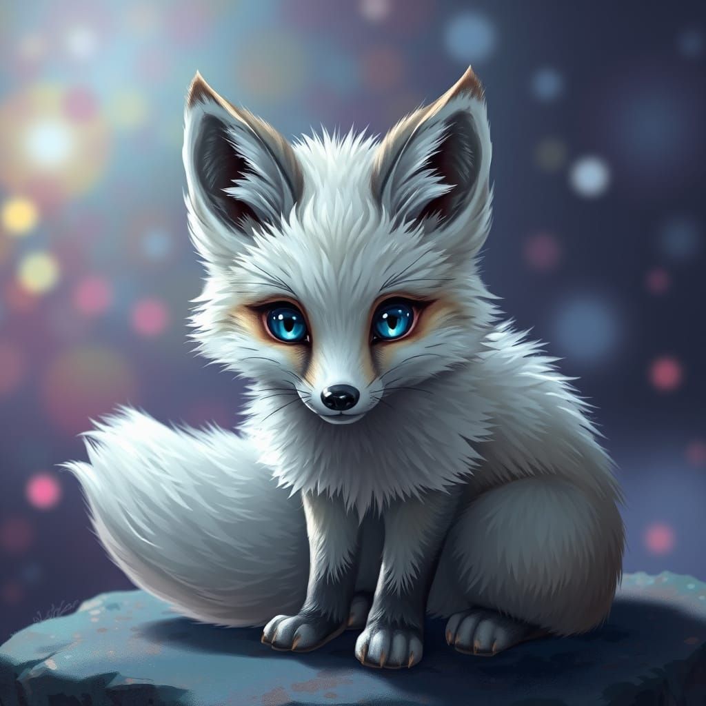 Vibrant Arctic Fox Anime Character in Hyper-Realistic Detail