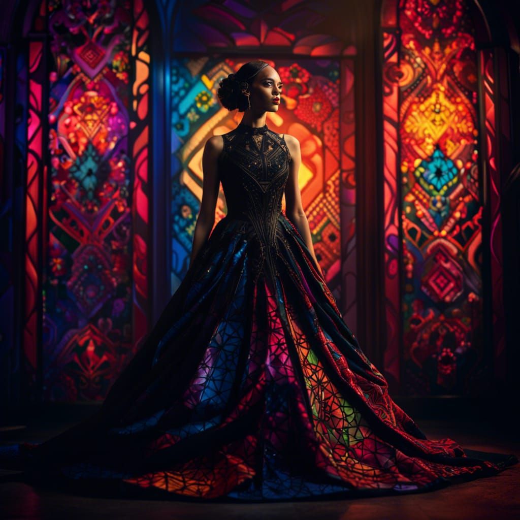 Gothic Model in Designer Gown: Hyperrealistic Concept Art