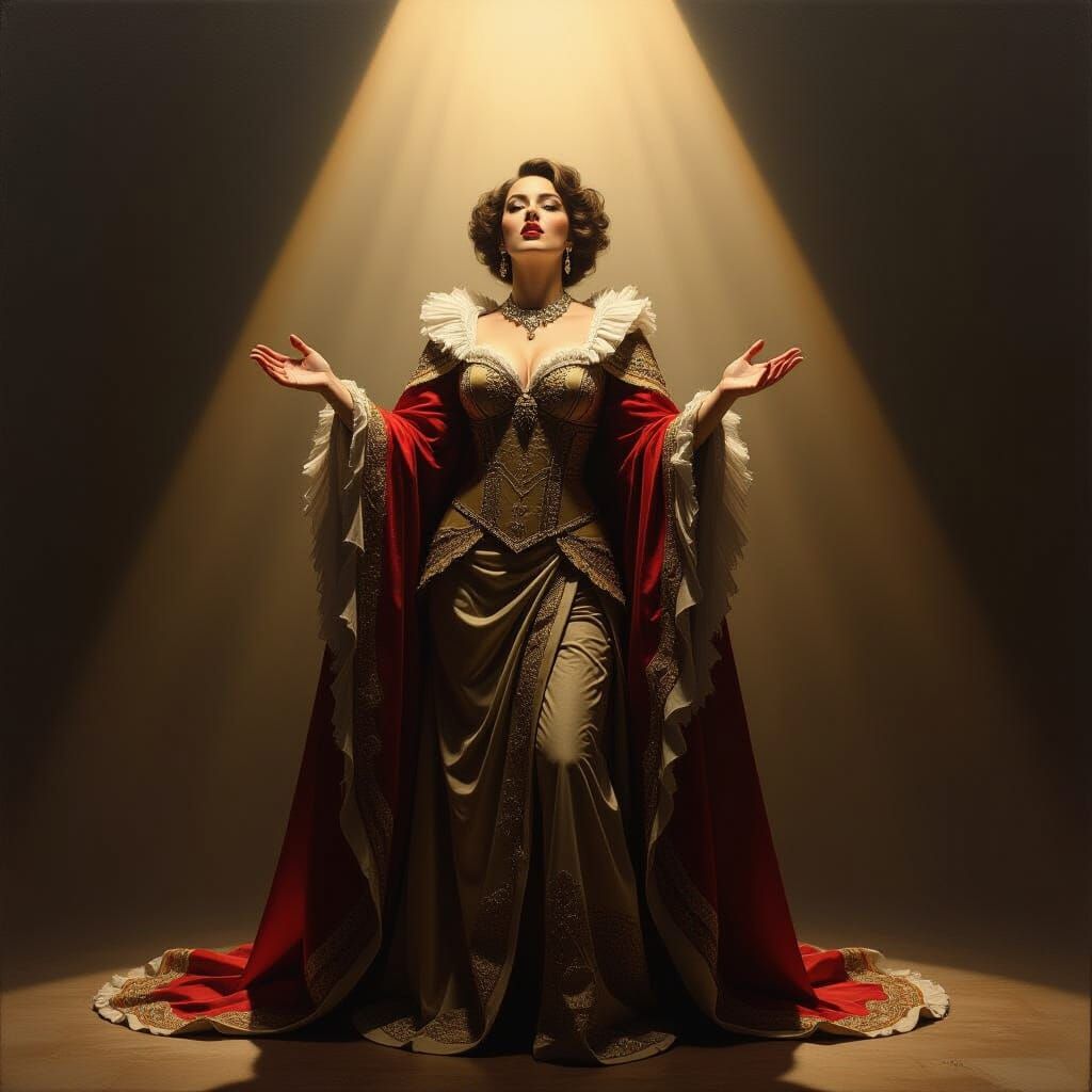Divine Opera Singer in Hyperrealistic Old Masters Style