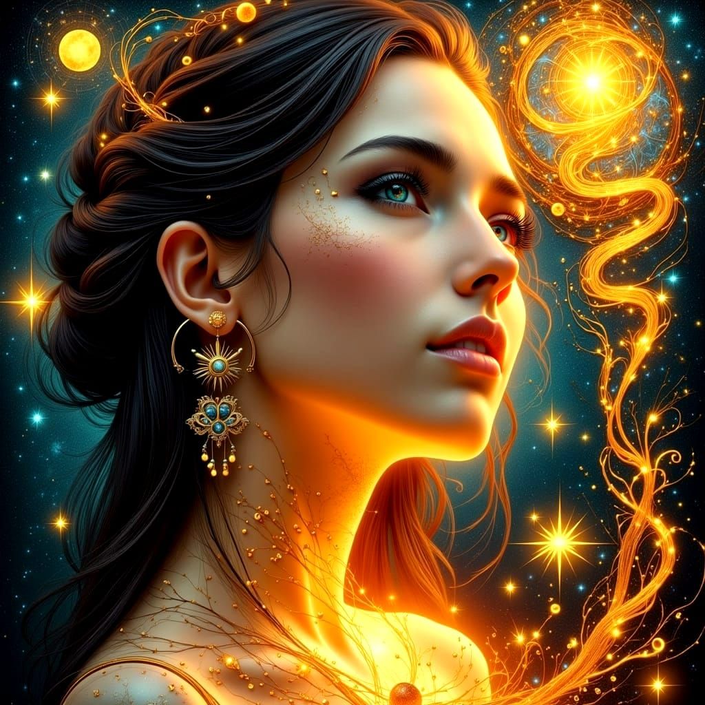 Hyperrealistic Portrait of a Soulful Figure in Vibrant Triad...