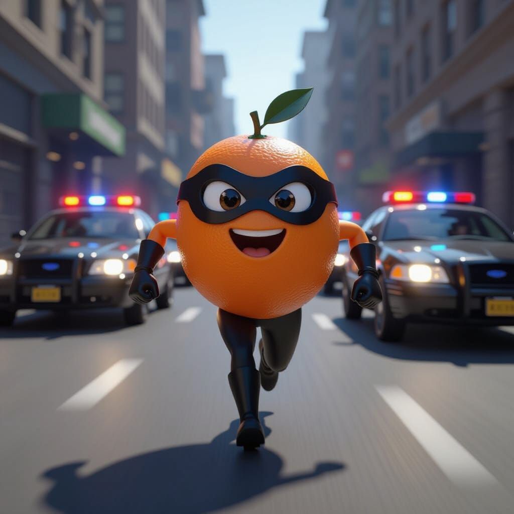 Anthropomorphic Orange Lone Ranger Sprinter in 3D