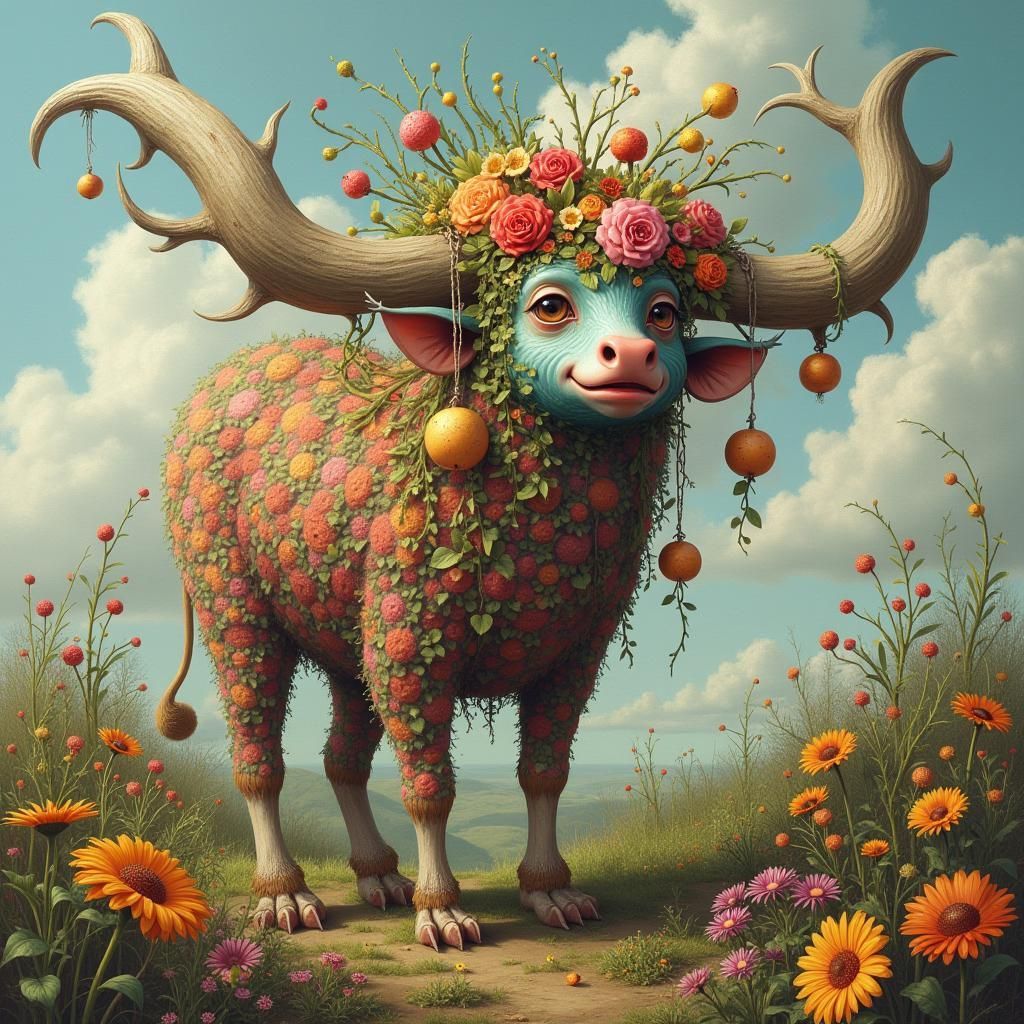 Fabelwesen eine Mischng aus Pflanze und Tier, surrealistic s...