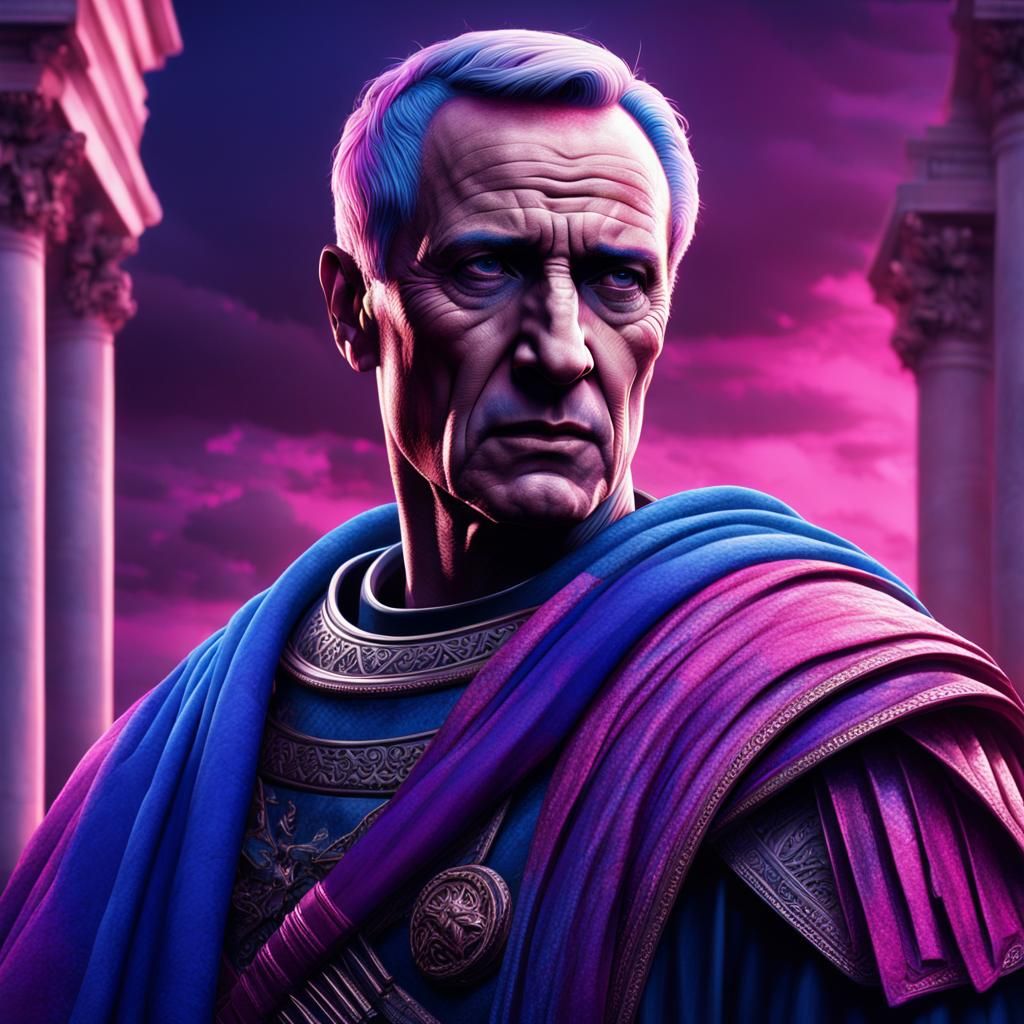 Julius Caesar in Bisexual Pride Colors: Digital Painting