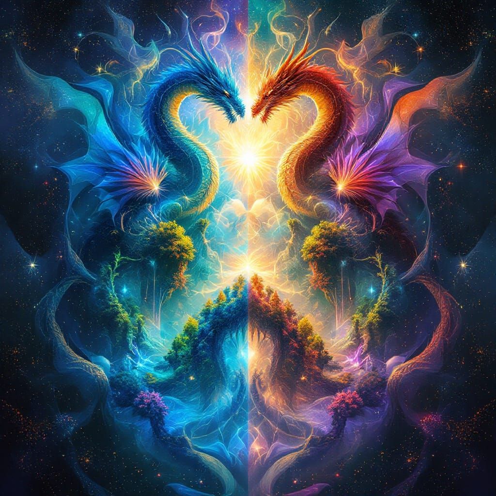 Surreal Parallel Realms Merge in Cosmic Harmony