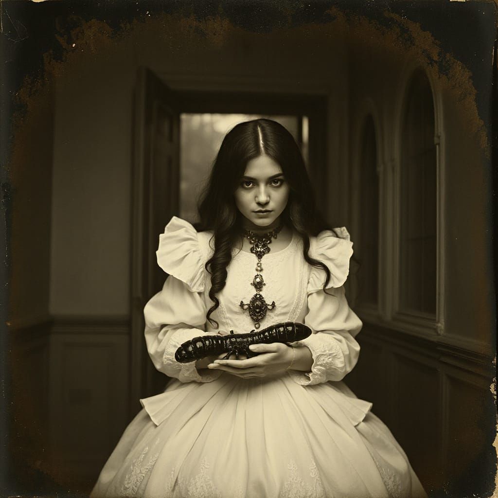 Eerie Photogravure of Haunted Interior in Grungy Style