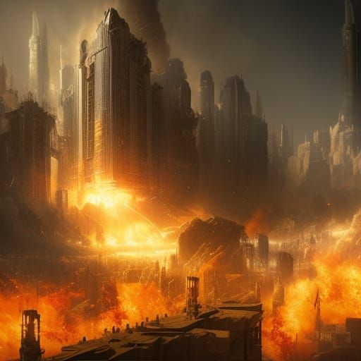 Epic Explosion in Dramatic Digital Painting