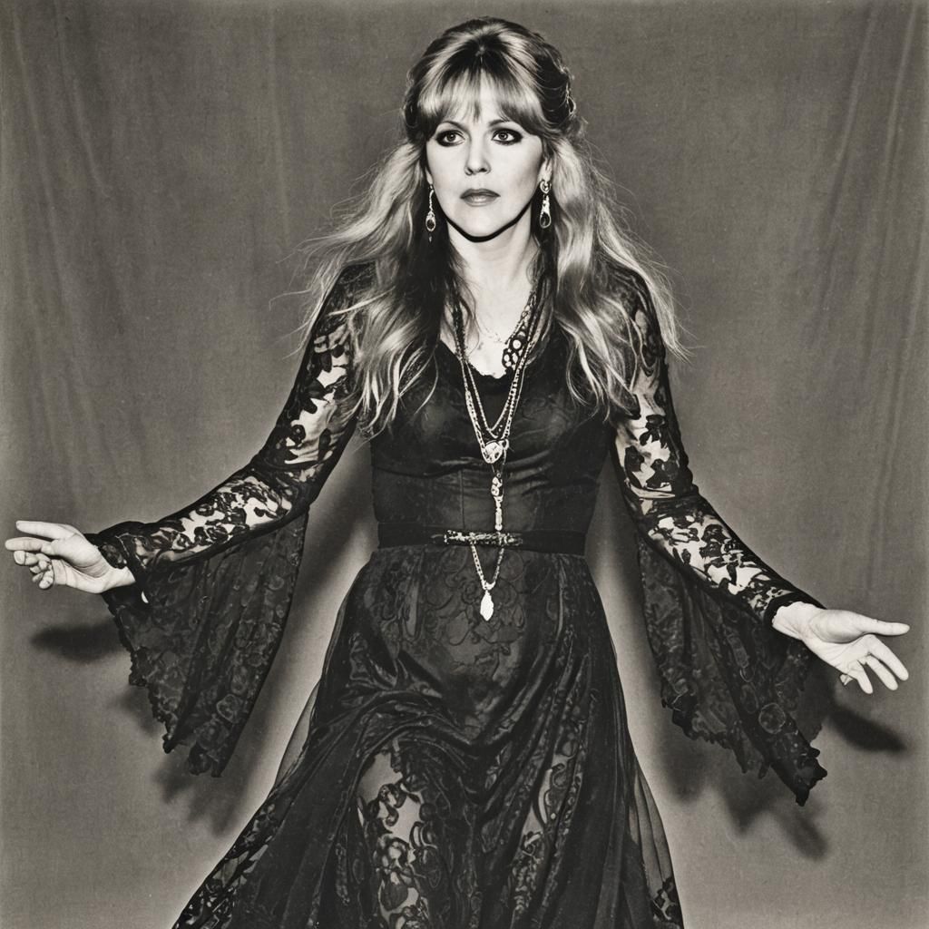 Woman Dancing in Black Lace Dress